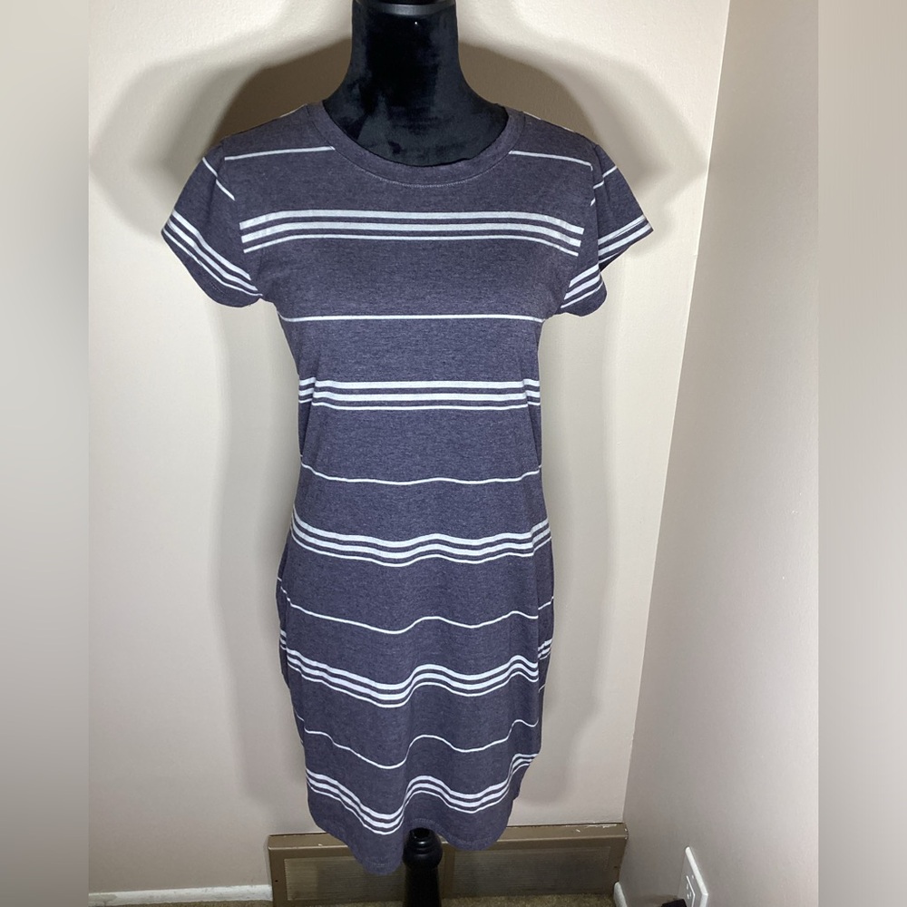 Bongo Grey and White Striped T-shirt Dress Size Large